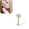 Piercing Labret Rosca Interna Zircônia c/ Garra Aço PVD Gold